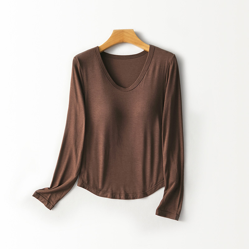 Base Layer Top - Women U‑Neck Long Sleeve Top Built‑in
