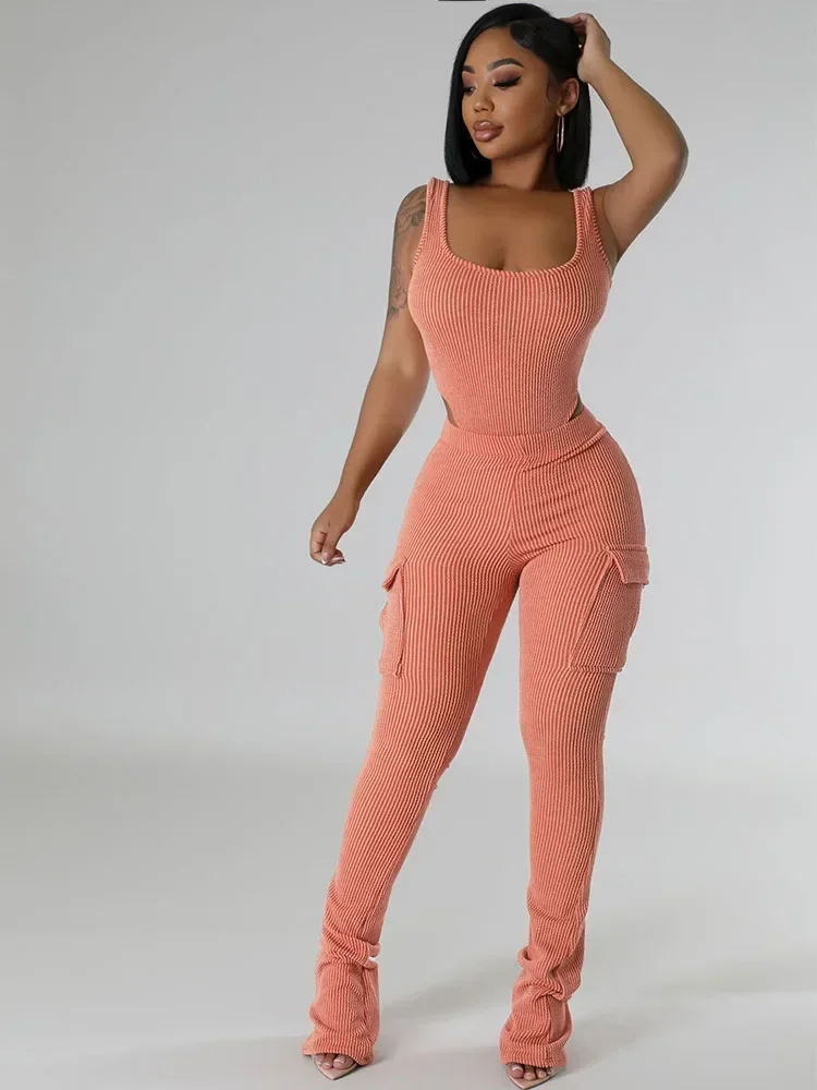 Knitted Ribbed Two Piece Set f - đánh giá và giá Tank Top Ribbed