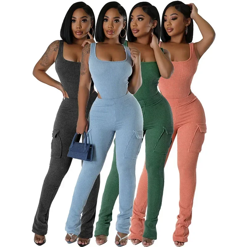 Knitted Ribbed Two Piece Set f - đánh giá và giá Tank Top Ribbed